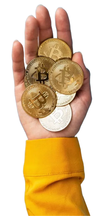 Hand Holding Bitcoins